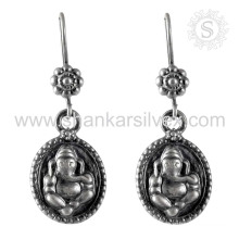 Hanging Ganesh Oxidized Indian Silver Jewelry Earring Wholesale 925 Sterling Silver Jewelry Supplier